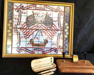 Liberty Coins Hanging Picture, Desk Secretary, and Writing Set