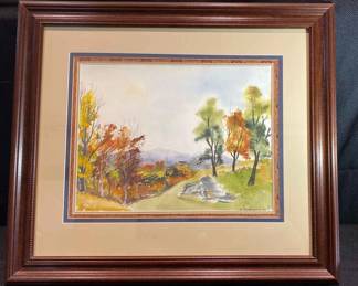 M. Waddington, Fall Mountain Watercolor Not authenticated