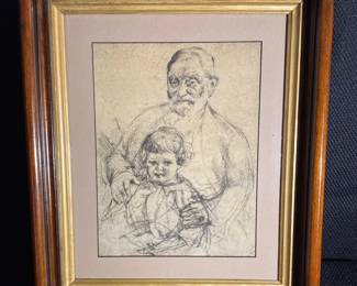 Man, And Child Pencil Sketch Portrait no other information