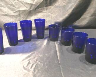 8 Piece Cobalt Glass And Tumbler Set 