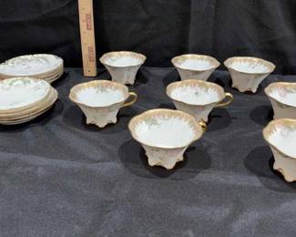 Limoges China Feu de Four Patte 8 Cups And Saucers