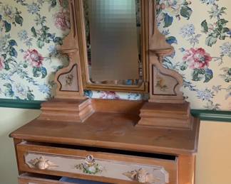 Vintage Wooden Dresser With Mirror