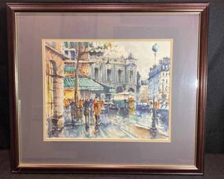 S.Wrobel, April In Paris, Original Watercolor 