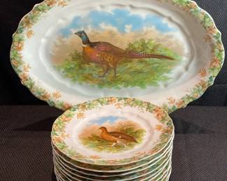 Carl Tielsch C.T. Altwasser Game Bird Porcelain Dinner Service 1 Serving Plate 10 Lunch Plate