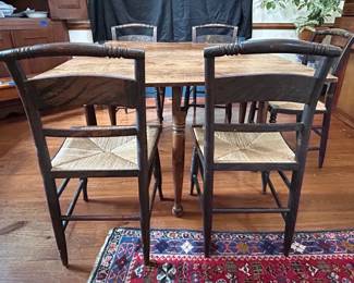 Set of 5 Black Gold Hitchcock Stenciled Chairs  Vintage DropLeaf Dining Table
