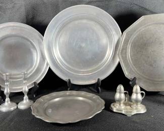 Pewter Salt Pepper Shakers W Base, Candle Holders, CS Company, Wilton, and more 