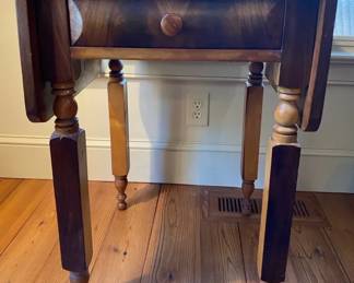 Wooden Drop Leaf End Table With One Drawer