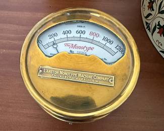 Lanston Monotype Machine Co. Brass Temperature Gauge