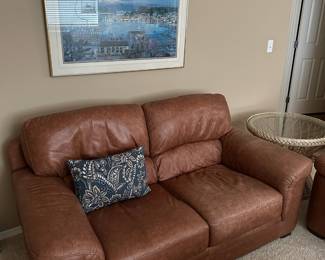 Brown Leather Love Seat