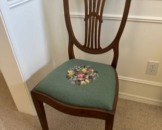 Duncan Phyfe Style Accent Chair with Floral Embroidered Seat
