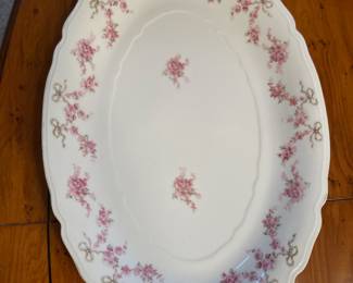 Hermann Ohme Germany Porcelain Oval Platter with Rose Garland Design
