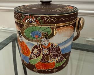 Satsuma Moriage Painted Porcelain Biscuit Jar