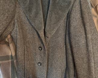 Zero King Men's Grey Herringbone Wool Overcoat – Size 38