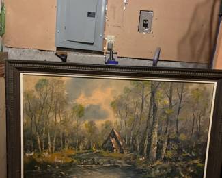 Framed Painting "Bye the Waterfall" after Richard Lorenz