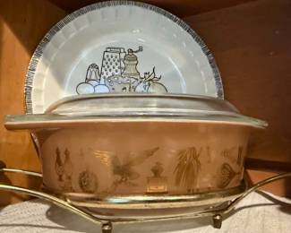 Quiche Lorraine Recipe Baking Dish, Pyrex "Early American" Lidded Casserole Dish
