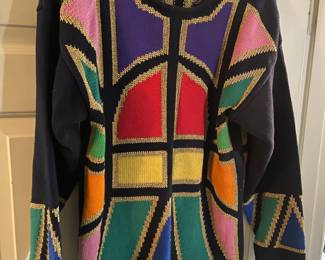 1980s Carducci Colorful Geometric Design Sweater