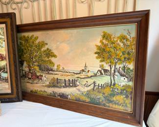 Framed Country Scene Painting