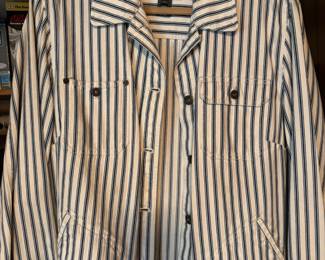 Ralph Lauren Jeans Company Women's White & Blue Denim Striped Button-Up Jacket