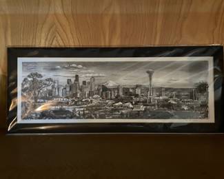 Framed Seattle Skyline Print by Kim Drew