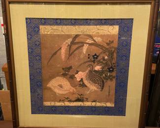 Framed Quail Print by Tosa Mitsuoki 