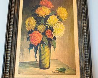 Framed Print "Golden Mums" by Myrle Medeiros