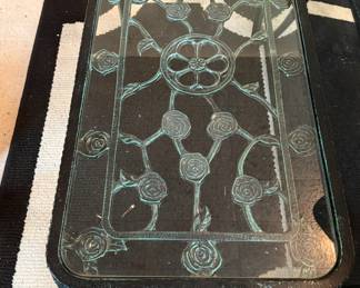 Wrought Iron Rose Design Coffee Table with Glass Top