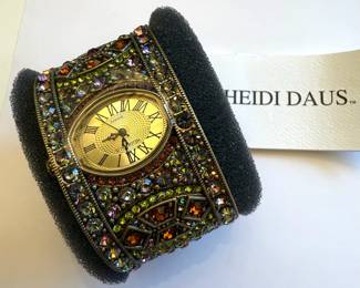 Heidi Daus Multicolor Rhinestone Cuff Bracelet Watch
