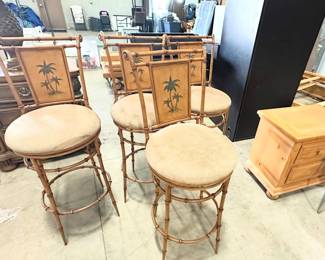 Tommy Bhama swivel bamboo tropical stools
