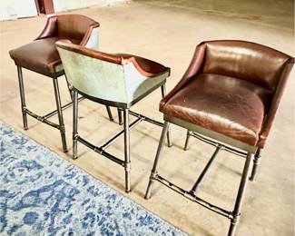 Industrial leather counter stools