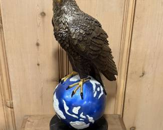 American Bald Eagle on Globe Bronze Statue Dimensions: 26” H x 14" x 9” New $2500