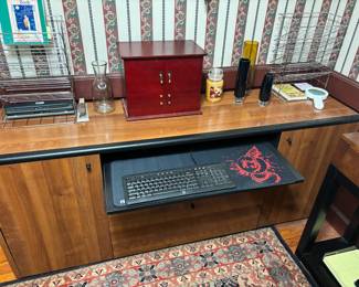Modern Workstation Credenza with Pull Out Keyboard Tray