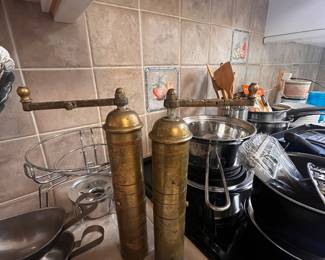 Pair of Turkish Brass Pepper Grinders