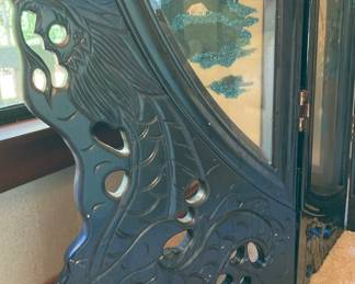 Chinese Black Lacquered 4-Panel Room Divider