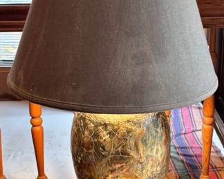 Pair of Etched Copper Tone Table Lamps