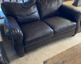 Brown Leather Love Seat