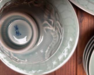 Celadon Green Koi Fish Dinnerware Set