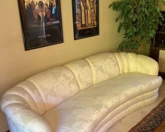 Cream Curved Cloud Couch with Floral Pattern