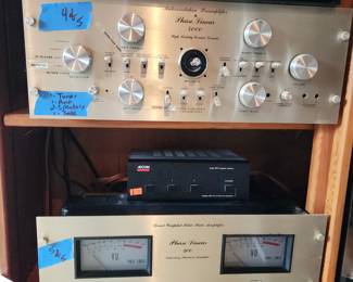 Phase Linear 400 Stereo Power Amplifier, Phase Linear 4000 Autocorrelation Preamplifier and Speaker Set