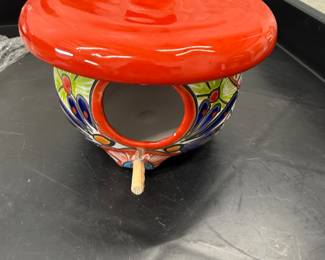 Hand-Painted Talavera Style Ceramic Birdhouse - $25
