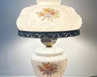 Milk Glass Hurricane Lamp.