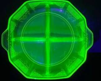 Uranium Glass Sectioned Dish