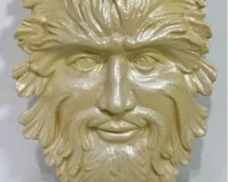 Tree Man Leaf Face Cast Concrete Wall Plaque