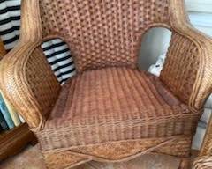 Gorgeous 8pc Wicker/Rattan Sunroom/Living Room Set featuring Loveseat with Cushions, 2 Chairs with Cushions, 1 Cocktail Table, 1 Cushioned Chaise Lounge, 2 End Tables and 1 Custom stool. This set is absolutely Beautiful and looks and feels like Brand New! Looking for a Quality Set? You just found it!