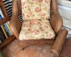 Gorgeous 8pc Wicker/Rattan Sunroom/Living Room Set featuring Loveseat with Cushions, 2 Chairs with Cushions, 1 Cocktail Table, 1 Cushioned Chaise Lounge, 2 End Tables and 1 Custom stool. This set is absolutely Beautiful and looks and feels like Brand New! Looking for a Quality Set? You just found it!