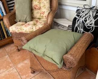 Gorgeous 8pc Wicker/Rattan Sunroom/Living Room Set featuring Loveseat with Cushions, 2 Chairs with Cushions, 1 Cocktail Table, 1 Cushioned Chaise Lounge, 2 End Tables and 1 Custom stool. This set is absolutely Beautiful and looks and feels like Brand New! Looking for a Quality Set? You just found it!