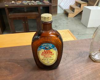 Glass Log Cabin Syrup Bottle