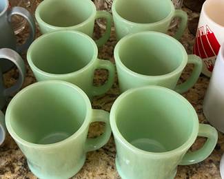 Set of Six Fire King Jadeite Mugs