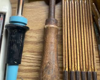 Wooden Folding Rule/Old Saw Set Hammer