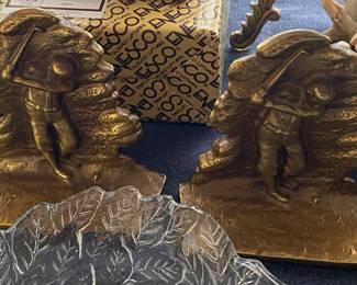 Figural Brass Golfer Bookends