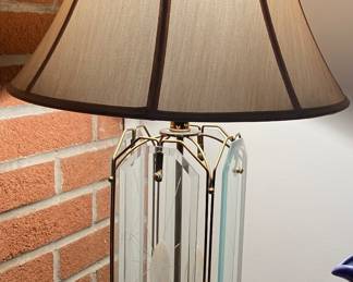 Pair of 1980's Panel Glass Lamps